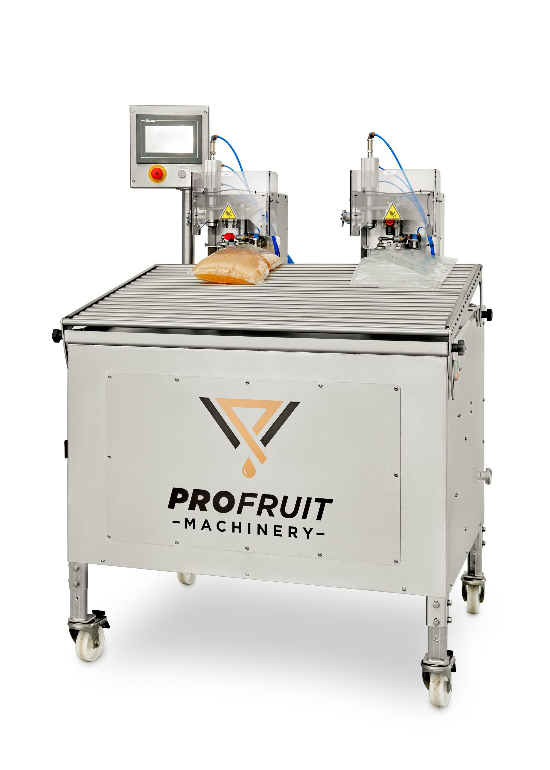 2-head Bag in Box Filler Double flow with juice bags in process | ProFruit Machinery