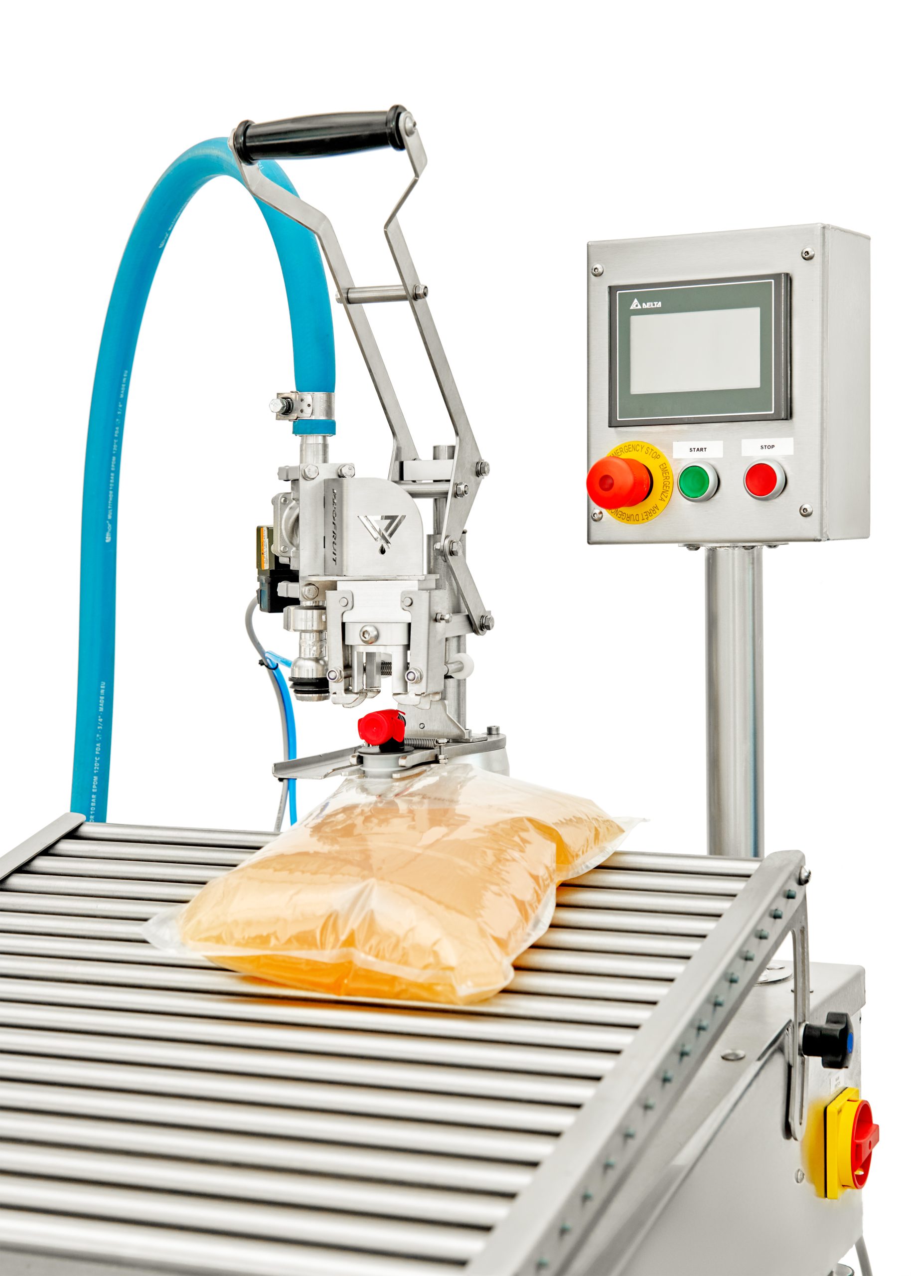 Diesel/Gas Pasteurizer HEAT 1000 combined with MINIFLOW filler and buffer tank with juice | ProFruit Machinery