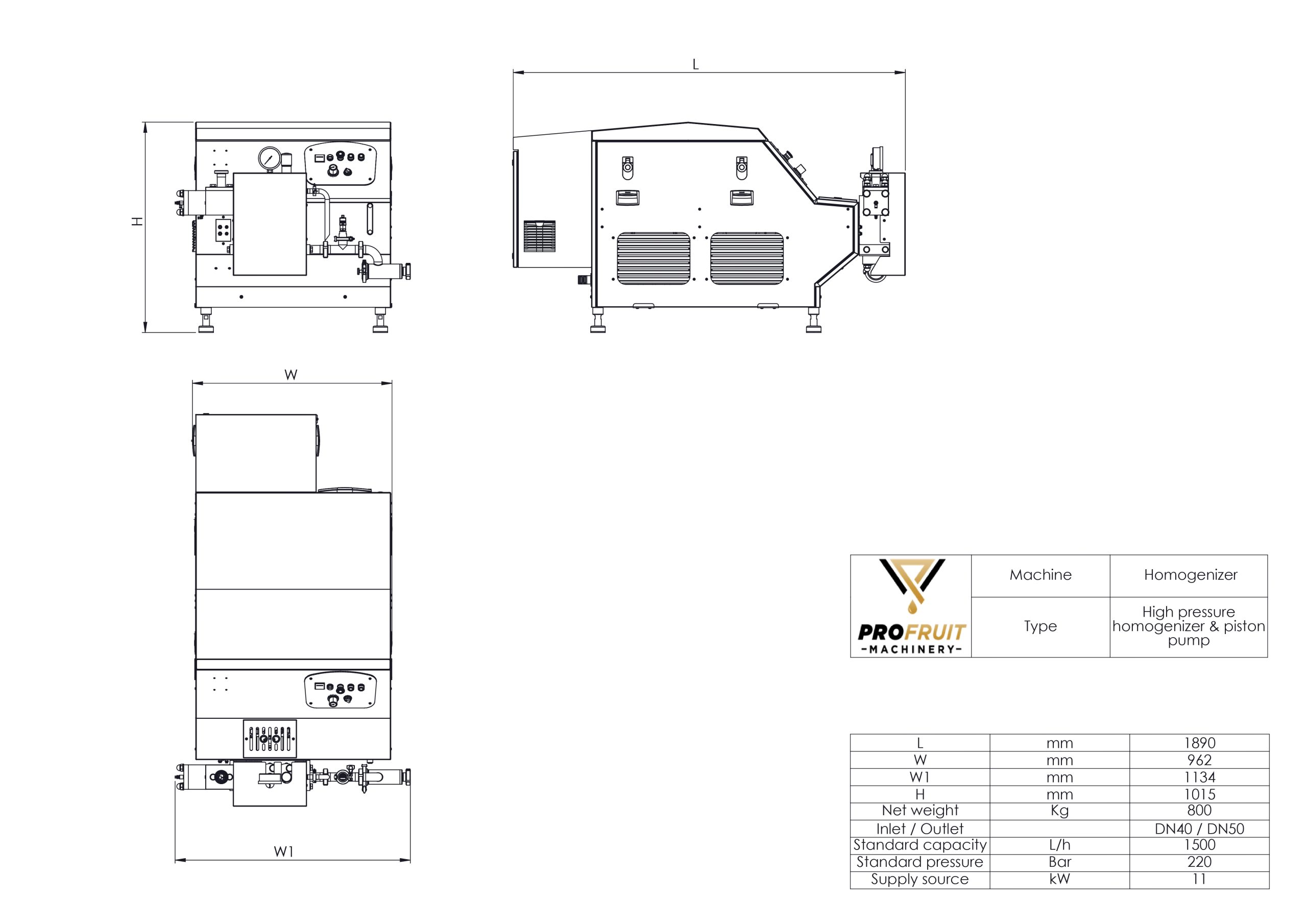 homogenizer drawing | ProFruit Machinery