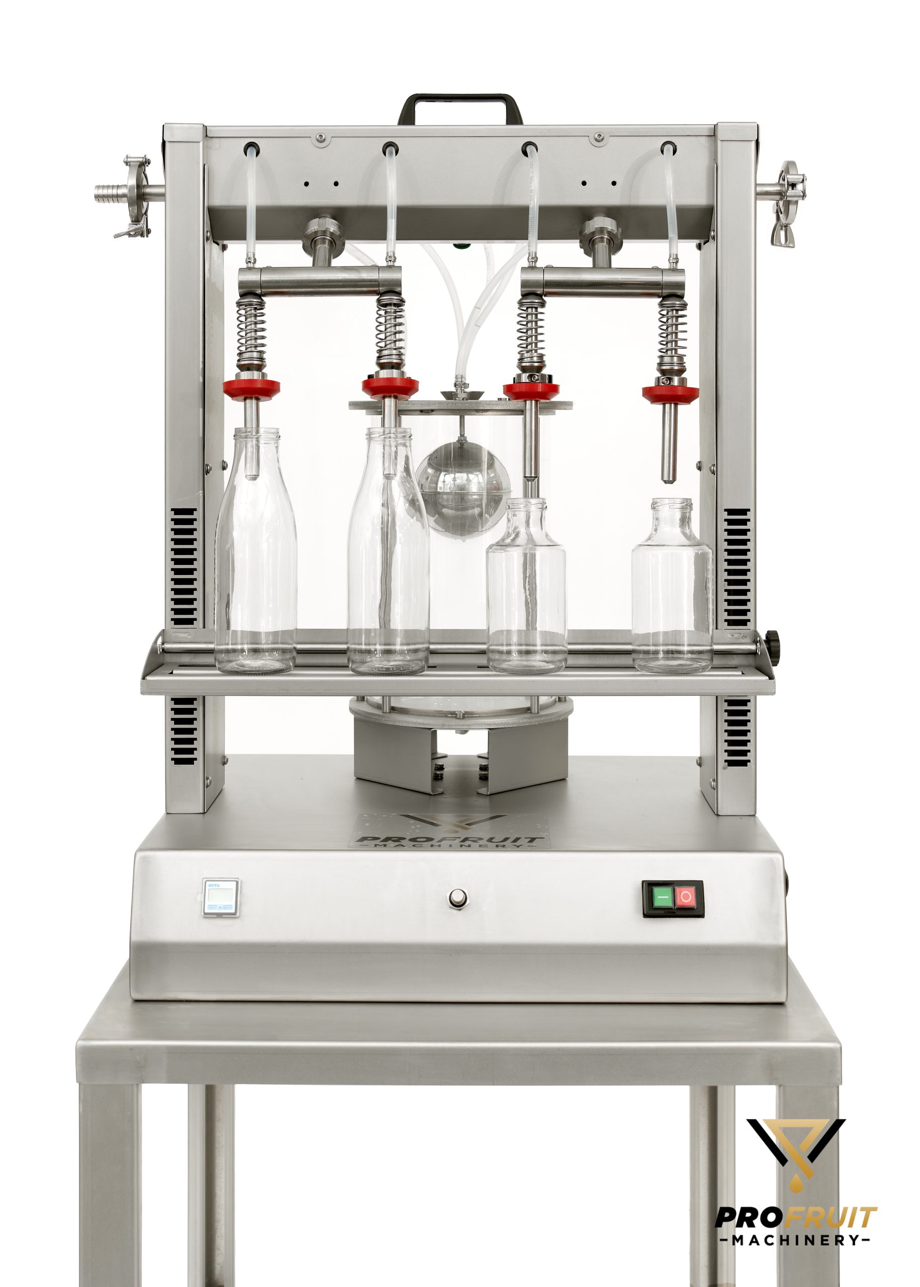 Vacuum bottle filler for filling different liquids including high viscosity liquids (tomato juice, oil, soap, chemicals, etc.) | ProFruit Machinery