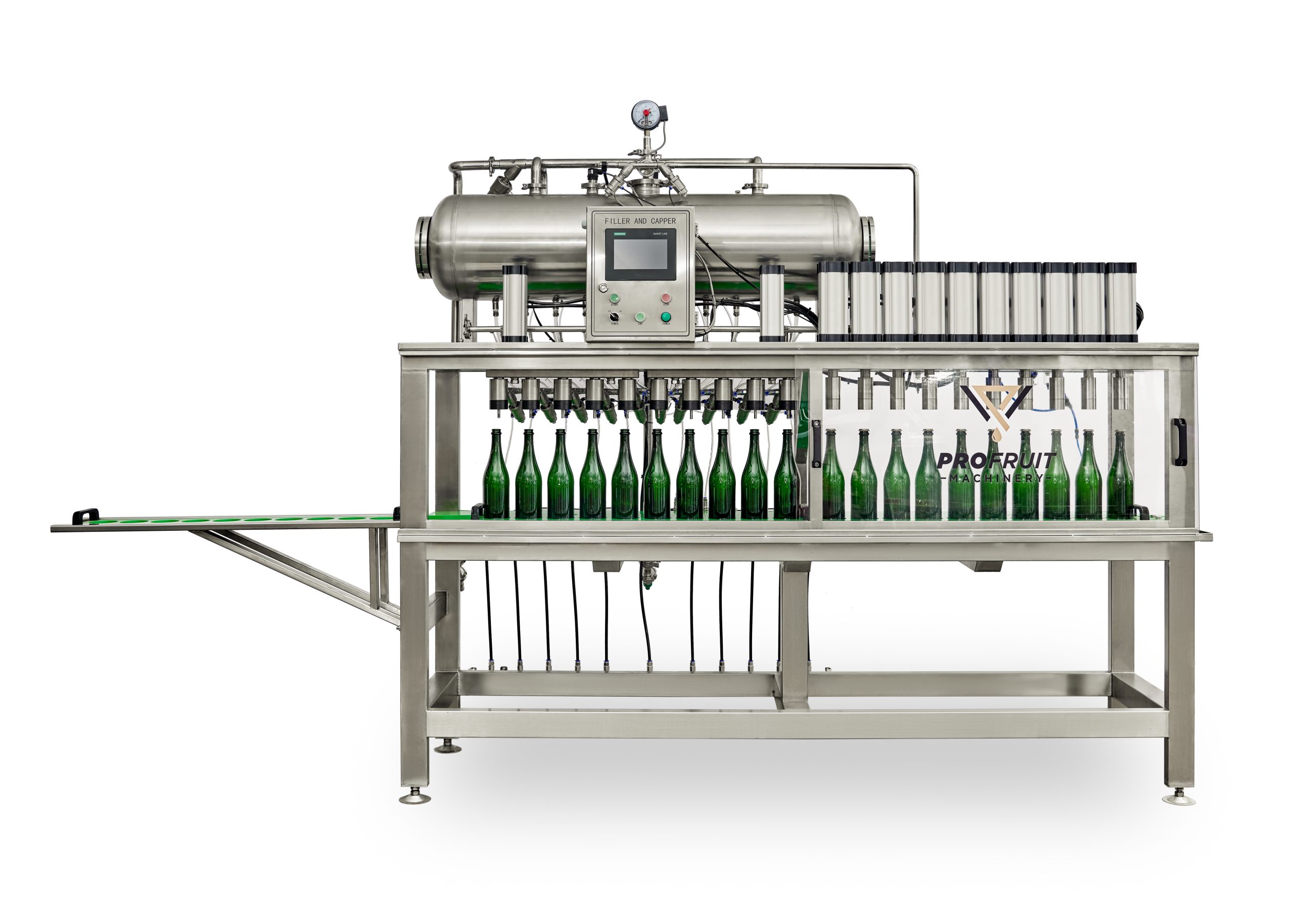 Semi-automatic 10 heads Isobaric filler with crown capper 8 | ProFruit Machinery