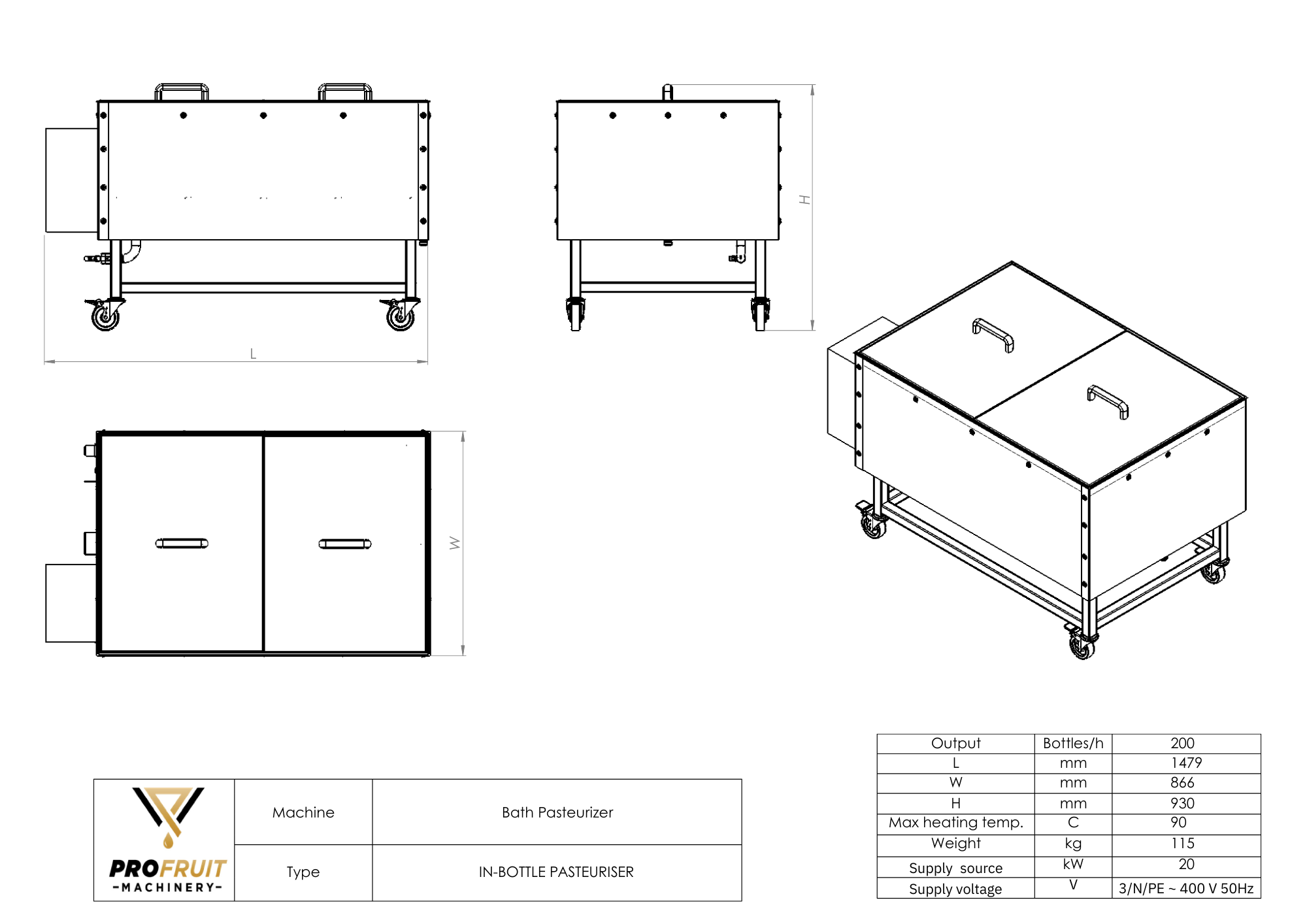 Bath pasteurizer for bottles | ProFruit Machinery